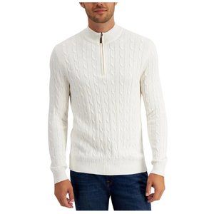 Club Room Cable-Knit Quarter-Zip Crew Neck NWT